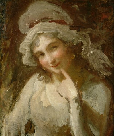 Studie einer lächelnden jungen Frau von George Romney